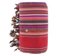 LES POULETTES Kikoy Strandtuch aus Baumwolle Streifen - Farbe Pink