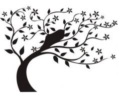 INDIGOS WG10201-31 Wandtattoo W201 Baum Blume Natur Wandaufkleber 80 x 59 cm, rot