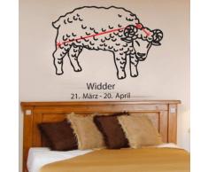INDIGOS 4052166058896 Wandtattoo w381 Widder - Sternzeichen Wandaufkleber, 96 x 81 cm, silber