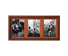 SweeHome Bilderrahmen für 3 Fotos à 10 x 15 cm auf dem Schreibtisch, 4 Farben wählbar, Dark Brown + Rough Tan, Collage Frame with Three 4x6 in