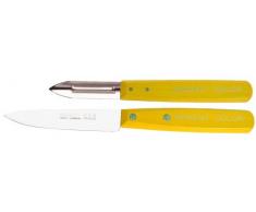 Nogent 09286E Gemüseschäler mit 2 Klingen, Küchenmesser, Klingen aus Edelstahl 18/8, Griff aus Weißbuchenholz, Gelb, 2-teiliges Set