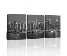 Gardenia Art Juli Gemälde Leinwand Wandbild Dekoration Wohnzimmer Büro Bar Zubehör und Dekoration gespannt und gerahmt Modern 12x16 3PCS New York Night