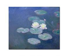 Wieco Art M0104-5060 Kunstdruck, Motiv Wasserlilien, Ölgemälde, Reproduktion klassischer Blumenbilder, Wasserteich, Kunst für Zuhause, Büro, Dekoration