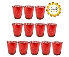 Neo LOONS Teelichthalter, lasergeschnitten, Quecksilberglas, 7 cm hoch, für Zuhause, als Dekoration für Hochzeiten, Partys, Feiern 24 rot