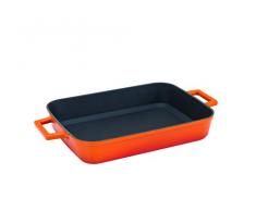 Pentole Agnelli Grillpfanne aus Gusseisen, mit Griffen, zweifarbig 22x30 cm Orange
