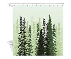 JAWO Woods Decor Duschvorhang, Naturwald, Landschaft, Kiefer Tanne, Polyester Stoff Badevorhänge Set mit Haken (B x L): 69 x 70 cm