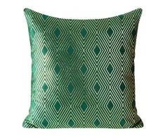 Design91 Kissenbezug Kissen Bezug Weich Kissenhülle Dekoration Couchkissen Schlafzimmer Wohnzimmer Einzeln 2 STK, Dunkelgrün + Gold, 45X45 cm