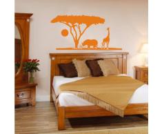 INDIGOS 4052166118545 Wandtattoo w557 Afrika / Steppe Elefant Giraffe Wandaufkleber 96 x 47 cm, orange