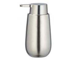 Wenko Seifenspender Badi Flüssigseifen, Spülmittel-Spender Fassungsvermögen 0.32 l, Keramik, Silber matt, 9,5 x 16 x 8 cm