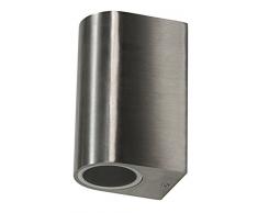 McShine - Wandleuchte | Oval-E | Edelstahl Optik, IP44, 2x GU10, Aluminium Gehäuse