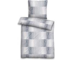 biberna 0003607 Feinbiber Bettwäsche Garnitur mit Kopfkissenbezug (Baumwolle) 1x 135x200 cm + 1x 80x80 cm, sturmgrau