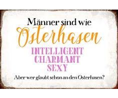 Schatzmix Spruch Männer sind wie Osterhasen Metallschild 20x30 Deko tin Sign Blechschild, Blech, Mehrfarbig, 20x30 cm