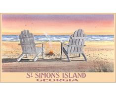Northwest Art Mall ba-5630 ACB ST Simons Island Adirondack Stühle am Strand Print von Künstler Dave bartholet, 27,9 x 43,2 cm
