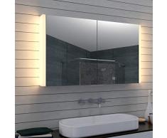 Lux-aqua Weiß Aluminium Badezimmerschrank Spiegelschrank mit Schminkspiegel MLA1270-AB, Aluminium & Glas & Acryl, Weiß & Silber, 120 x 70 x 13,5 cm