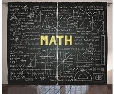Mathematik Klassenzimmer Einrichtung Vorhänge Durch ambesonne, dark Tafel Wort Mathematische Gleichungen Geometrie Axis, Wohnzimmer Schlafzimmer Fenster Drapes 2 Panel Set, dunkelbraun, weiß gelb, Textil, Multi 1, 108 W By 108 L