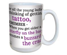 Tree Free ohne lm43772, Edelstahl, 15 oz, lustiges Tante Säure Fischadler Crack Tattoo Tasse aus Keramik