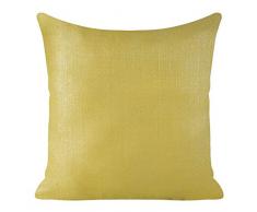 Eurofirany Kissenbezüge Kissenhüllen Schimmernde Leuchtende Couchkissenbezüge Sofakissenbezüge Dekorationskissen Doppelpack 2er Set Kopfkissenbezüge Dekokissen, Senf + Silber, 45x45cm