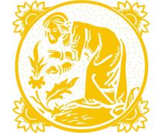 INDIGOS 4051095028000 Wandtattoo w261 Frau, Blume, Oma 120 x 114 cm, gold