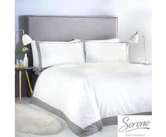 Serene Madison Weiß mit Einer Taupe-farbenen Kontrast Bordüre, zusätzliche Kopfkissen, grau, Doppelbett