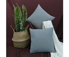 SONCA Gestreifte Überwurf-Kissenbezüge, Kunstleder, dekoratives Kissen Set für Couch Sofa Schlafzimmer Weiche solide Kissenbezüge 45,7 x 45,7 cm 18 x 18 Inch Without Insert hellgrau