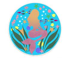 Premium Heavy Fadenzahl Mandala Sommer Rund Strandtuch Decke mit Quaste. #31-Mermaid