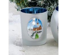 Biedermann & Sons Teelichthalter aus Glas, Weihnachtsmotiv, 6 Stück