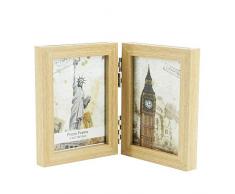 Janice life Bilderrahmen aus massivem Holz, klappbar, mit Glasscharniere, doppelter Bilderrahmen, dreifach gefalteter Bilderrahmen 4x6-2 beige