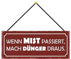 Schatzmix Mach DÜNGER draus Metallschild 27x10cm Deko tin Sign mit Kordel Blechschild, Blech, Mehrfarbig, 27x10 cm