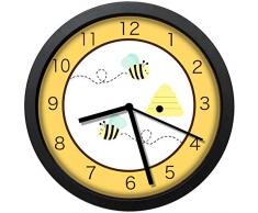 YiiHaanBuy Wanduhr, Motiv: Hummeln, 30 cm, Gelb