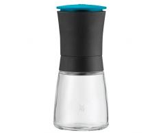 WMF Gewürzmühle Hello Functionals, unbefüllt, Kunststoff Glas, Keramikmahlwerk Mühle für Salz, Pfeffer, Gewürze, Chilischoten, H 13,5 cm, schwarz/blau