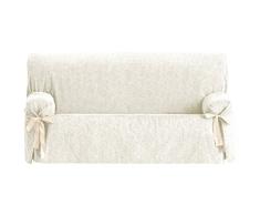 Eysa Dream nicht elastisch mit krawatten sofa überwurf 2 sitzer, Chenille, Beige (01-ecru),70 x 110 x 180 cm, 1 Einheit