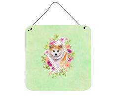 Carolines Treasures Shiba Inu Grüne Blumen, Türaufhänger, Wanddekoration, Mehrfarbig