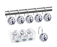 BEAVO Acryl Fashion Dekorative Home Rolling Duschvorhang Haken Strass Badezimmer Badewanne Baby Zimmer Schlafzimmer Wohnzimmer Decor Set von 12 ringen durchsichtig