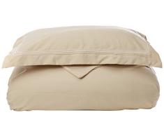 Superior Super Weiches Licht Gewicht knitterfrei Bettbezug mit 5-line Stickerei kissenrollen in Geschenk-Box, 100% gebürstete Mikrofaser, Tan, Twin/X-Large