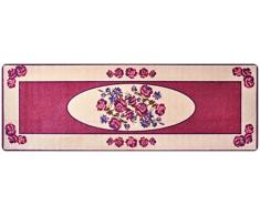 Hochwertiger Designer-Teppich für Wohnzimmer, Kinderzimmer, Flur, Bad, Innen und Außen-Bereich | Rutschfester und waschbarer Teppich-Läufer | Aubusson-Teppich 60 x 180 cm Rosa-Rose | Deco-MAT