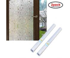 WPT-Fenster Filme Selbstklebend Fensterfolie, Milchglas Statische 35.4X 78.7 inches,2 Pack 3D Window Film