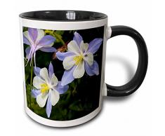 3dRose Columbine Cluster-Two Ton Schwarz Becher, Keramik, Schwarz/Weiß, 10,16 x 7,62 x 9,52 cm