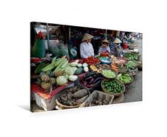 Calvendo Premium Textil-Leinwand 75 cm x 50 cm quer, Obst und GemÃ¼semarkt mit bunter Auswahl | Wandbild, Bild auf Keilrahmen, Fertigbild auf echter Leinwand, Leinwanddruck: Vietnam Menschen Menschen