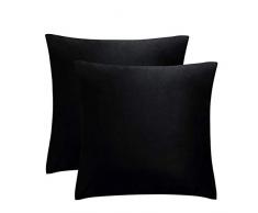 JUSPURBET Dekorative Kissenbezüge aus SAMT, für Couch/Bett, Sofa, weiche Farbe, 45,7 x 45,7 cm, Marineblau 26x26, Set of 2 schwarz