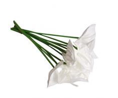 Künstliche Anthurium-Blumen, echte Haptik, für Zuhause, Blumengestecke, Blumensträuße, 20 Stück weiß