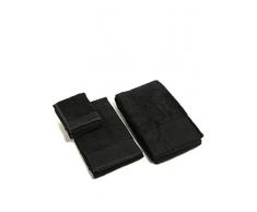 Happidea Voglia Farbe Set 1+1 (Handtuch + OSPITE) schwarz, 100% Baumwolle, 38x23x5 kg 0,5, 2