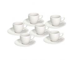 Tognana GF085010000 Set aus 6 Espressotassen mit Teller, c80 Golf, Porzellan