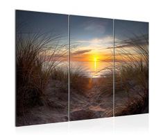 Bilder Sonnenuntergang Landschaft Wandbild 120 x 80 cm Vlies - Leinwand Bild XXL Format Wandbilder Wohnzimmer Wohnung Deko Kunstdrucke Gelb 3 Teilig - MADE IN GERMANY - Fertig zum Aufhängen 610731c