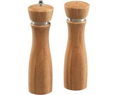 Kesper 13610 Pfeffermühle und Salzstreuer 2er-Set aus Bambus, Braun, 6 x 6 x 24.5 cm