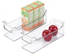 iDesign 73430M2EU Aufbewahrungsboxen für Kühlschrank Gefrierschrank Küche, 2 Stück, 12,7 x 12,7 x 36,83 cm, durchsichtig, plastik