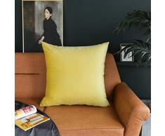 Kevin Textile Samt weich Soild Dekorative quadratische Überwurf-Kissenbezüge Set Kissenbezug für Sofa Auto Modern Single Pack, 24x24 Meadowlark Yellow