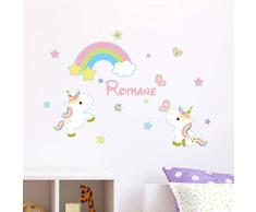 Personalisierter Vornamens-Sticker, selbstklebend, personalisierbar, Wanddekoration fÃ¼r Kinderzimmer, 2 BÃ¶gen mit 25 x 25 cm und 40 x 25 cm, Mehrfarbig