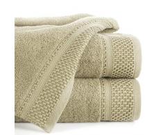 Eurofirany Carlo Badehandtuch Set Handtuch Saunahandtuch Muster – Saugstark, 100% Baumwolle 580g/m², Hochqualitativ, 3er und 6er Pack, Beige, 70X140cm, 3