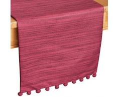 The White Petals Pom Pom Tischläufer, mit Stoff gefüttert, ohne ausfransende Kanten, für Zuhause, Küche, Esszimmer, Urlaub, Hochzeit, Party-Dekor 13x108 inch kastanienbraun