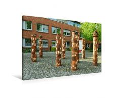 Premium Textil-Leinwand 90 x 60 cm Quer-Format Skulptur vor dem Rathaus Twistringen | Wandbild, HD-Bild auf Keilrahmen, Fertigbild auf hochwertigem Vlies, Leinwanddruck von Heinz Wösten
